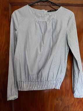 Zara blue and white striped blouse